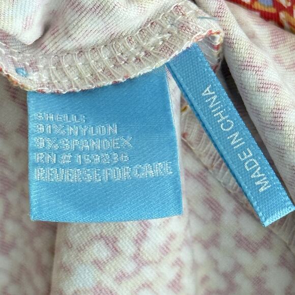 J MCLAUGHLIN Catalina Cloth Sheath Dress Large Multicolor Print Ruched Side Red - Picture 6 of 12